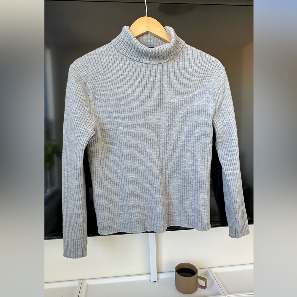 Gray Merino Wool J Crew Turtleneck Sweater